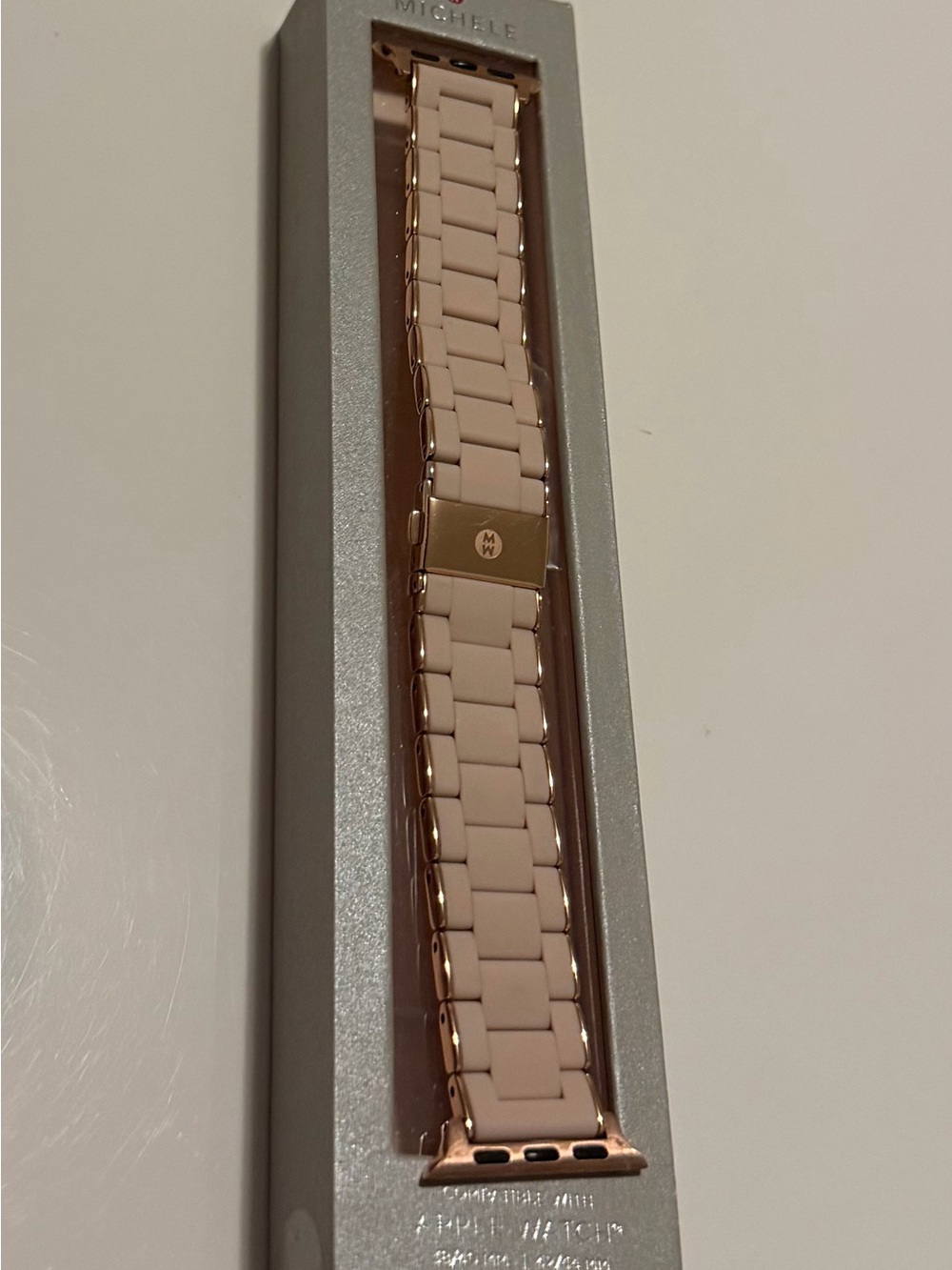 Michele Rose Gold & Blush Silicone Link Apple Watch Adapter Band
